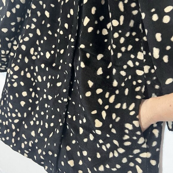 ANTHROPOLOGIE Elevenses Coat Faux Fur Trim Size 10 Black Jacket Cruela Dálmata - Picture 9 of 12